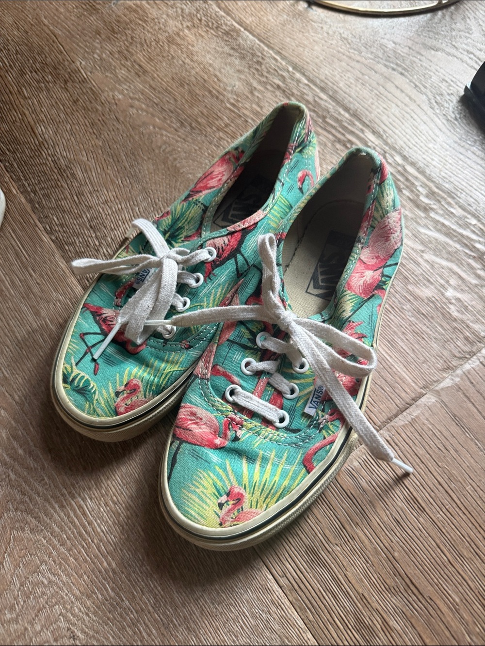 Vans Women’s Flamingo Print Canvas Sneakers - Teal & Pink